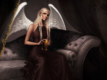 Secret of Angel...?, blonde, alone, digital painting, girl, angel, elf, dress, secret, beauty, fantasy, wing, cg, pretty, , female HD wallpaper