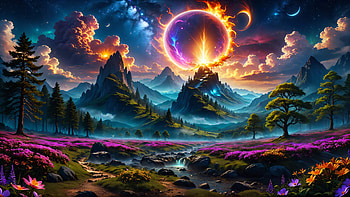 Fantasy Mountain Sky, AI Art, landscape, mountain, fantasy, sky, fantasy landscape HD wallpaper