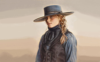 Cowgirl Art.., style, cowgirl, fun, art, fashion, blondes, painting, girls, women, models, western, hats, female HD wallpaper