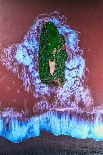 Aerial view, beach, small island HD phone wallpaper
