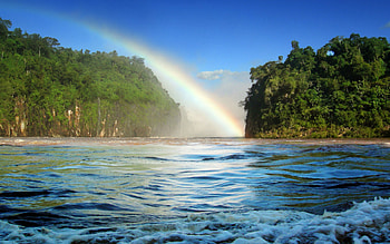 Landscape, Rivers, Sky, Rainbow HD wallpaper