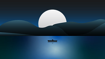 Boat Night In The Lake , boat, lake, artist, artwork, digital-art, minimalism, minimalist HD wallpaper
