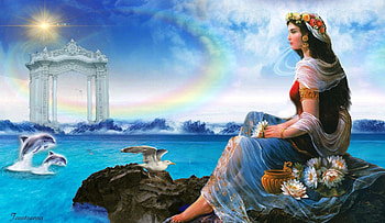 Vintage Lady at Sea, sea, Vintage, lady, digital, fantasy, Ocean, Lovely, serene HD wallpaper