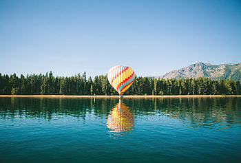 Yellow Red Hot Air Balloon , air-balloon, nature, clouds HD wallpaper