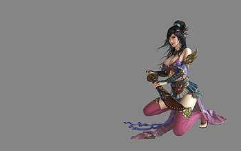 Fantasy girl, pink, grey, fantasy, game, yonglin yao, girl HD wallpaper