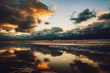 Nature, Sunset, Sky, Sea, Clouds, Horizon HD wallpaper