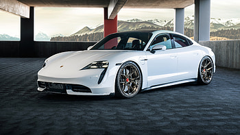 Porsche Taycan, white, germany, vossen HD wallpaper