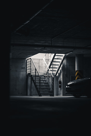 Cars, Dark, Car, Machine, Grey, Stairs, Ladder, Parking HD phone wallpaper