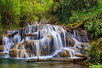 Krushuna waterfalls, Bulgaria, cascades, trees, waterfall, greenery, beautiful, forest, park, stones, summer, Bulgaria HD wallpaper