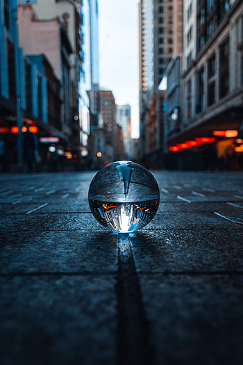 City, Reflection, Miscellanea, Miscellaneous, Ball, Crystal Ball, Sphere HD phone wallpaper