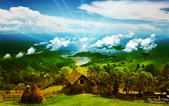 The Mystic Valley, mystic, valley, field, clouds, sky HD wallpaper