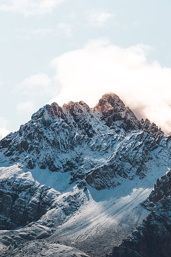 Landscape, Nature, Clouds, Mountain, Vertex, Top, Snow Covered, Snowbound HD phone wallpaper