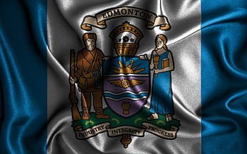 Edmonton flag, , silk wavy flags, canadian cities, Day of Edmonton, Flag of Edmonton, fabric flags, 3D art, Edmonton, cities of Canada, Edmonton 3D flag HD wallpaper