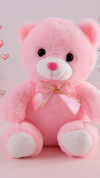 Cute Teddy, Pink, Hearts, background HD phone wallpaper