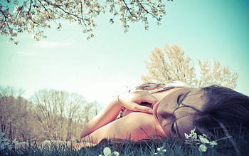Girl Lying Grass, girls, grass, graphy, model HD wallpaper