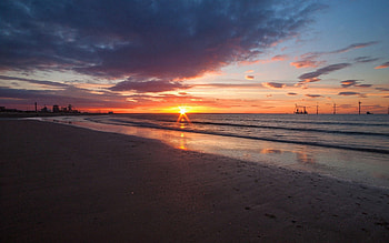 Nature, Sunset, Sea, Sand HD wallpaper