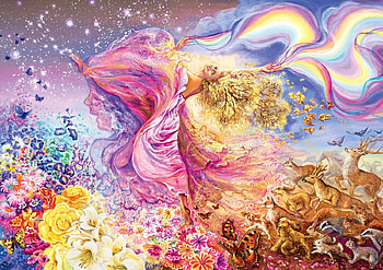 Aurora, fantasy, josephine wall, pink, art, girl HD wallpaper
