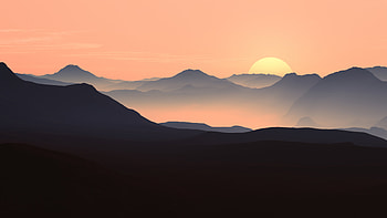 Mountains Landscape Sunset , mountains, landscape, sunset, nature, artist, artwork, digital-art HD wallpaper