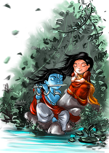 Radha Krishna, art, liquid HD phone wallpaper