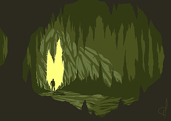 Art, Vector, Dark, Silhouette, Cave HD wallpaper