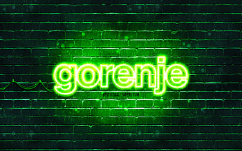 Gorenje green logo, , green brickwall, Gorenje logo, brands, Gorenje neon logo, Gorenje HD wallpaper