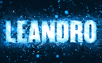 Happy Birtay Leandro, , blue neon lights, Leandro name, creative, Leandro Happy Birtay, Leandro Birtay, popular american male names, with Leandro name, Leandro HD wallpaper