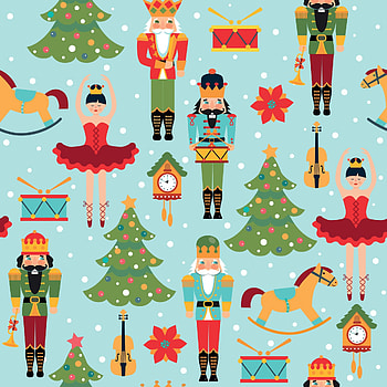 Christmas seamless pattern, Tree clock ballerina, Violin, Nutcracker HD phone wallpaper