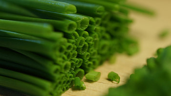 Chives plants, Slices vegetables, , Background HD wallpaper