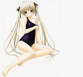Sora, school swimsuit, yosuga no sora, white hair HD wallpaper