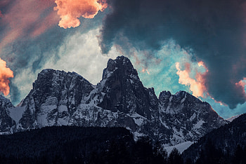 Nature, Trees, Mountains, Clouds, Snow HD wallpaper