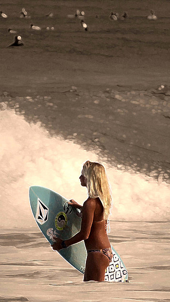 Surfing Girl HD phone wallpaper