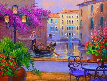 Reflections of Romance, ferry pier, sunsets, attractions in dreams, paintings, houses, restaurant, love four seasons, canals, flowers, views, venich, places, wine HD wallpaper