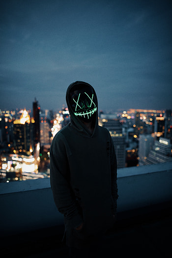 Dark, Shine, Light, Silhouette, Mask, Anonymous, Hood HD phone wallpaper