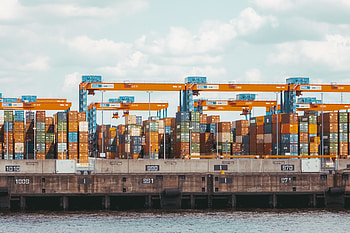 Colorful Containers in Hamburg Harbour, harbor, container, colorful, sea, shipping HD wallpaper
