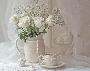 tea time & white roses, still life, white roses, graphy, tea time HD wallpaper