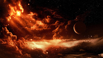 Red space clouds ... HD wallpaper