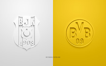 Besiktas vs Borussia Dortmund, 2021, UEFA Champions League, Group С, 3D logos, yellow white background, Champions League, football match, 2021 Champions League, Borussia Dortmund, Besiktas HD wallpaper