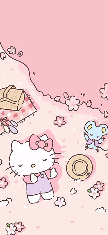 Hello kity, blanco, Fondo, rosa HD phone wallpaper