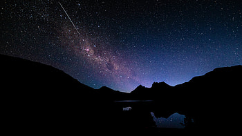 Universe, Dark, Starry Sky, Hills HD wallpaper