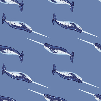 Narwhal, Seamless pattern, Cartoon character HD phone wallpaper