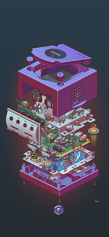 Exploded Gamecube, console, gaming HD phone wallpaper