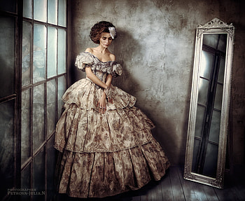 Nostalgia..., petrova julian , mirror, style, classy, dress, vintage, woman HD wallpaper