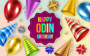 Happy Birtay Odin, , Birtay Balloon Background, Odin, creative art, Happy Odin birtay, silk bows, Odin Birtay, Birtay Party Background HD wallpaper