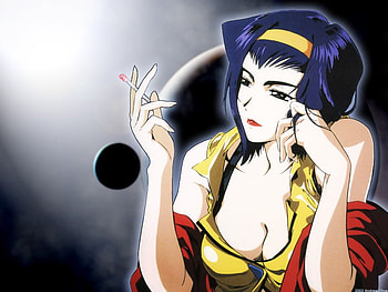 Faye, white, black, anime, smoking, girl HD wallpaper