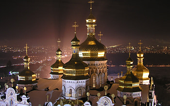 Kyiv at night, Illuminated cityscape, Majestic city views, Dnieper river HD wallpaper