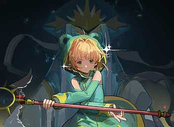 Blonde, green hoodie, Sakura kinomoto, Magic stick HD wallpaper