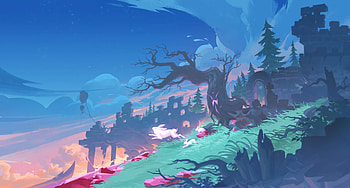 Running, blue, art, mhc, tree, bunny, mh c, pink, fantasy, green, luminos, mhcart, rabbit HD wallpaper