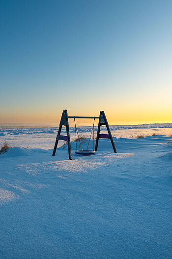 Winter, Nature, Snow, Swing HD phone wallpaper