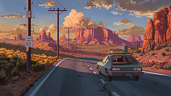 Car trip, artistic, desert HD wallpaper