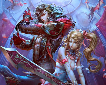 The Warriors, swords, fantasy, man, weapon, woman HD wallpaper